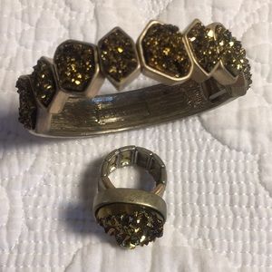 Old gold color BCBG GENERATION bracelet and ring